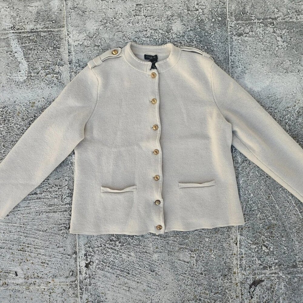 Pure Merino Wool Talbots Ladies Sweater Long Sleeve Gold Tone Button XLP Petite - Picture 4 of 9